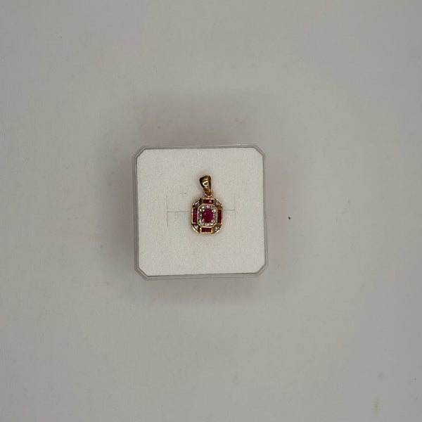 Pendentif Or Jaune 750/1000 avec Rubis et Diamants