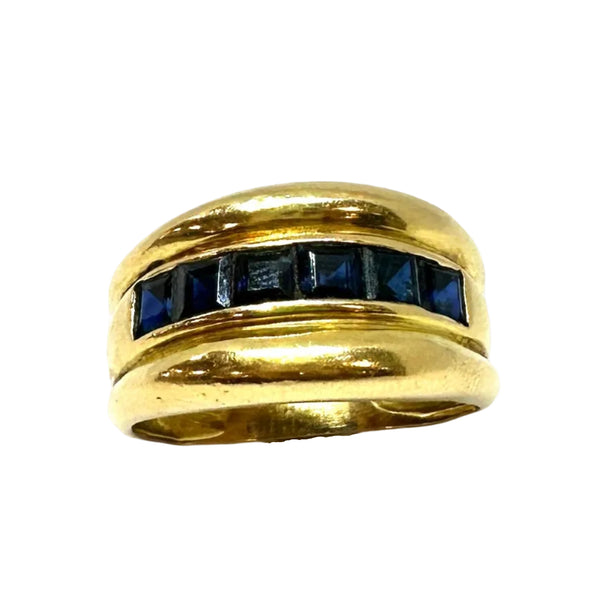 Bague en Or Jaune avec saphirs 18K