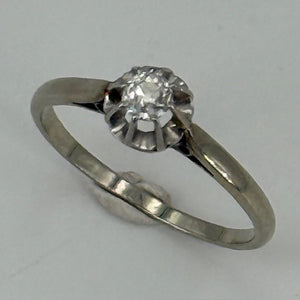 Bague Ancienne en Or Gris 18K avec diamant - T 56