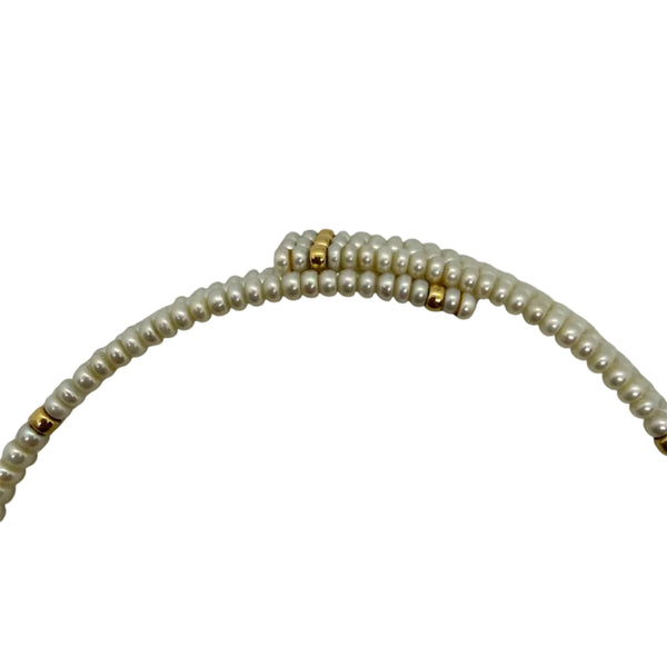 Collier Ras du Cou en Or Jaune 18 Carats avec Perles