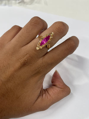 Bague Marquise en Or Jaune 18K Taille-52
