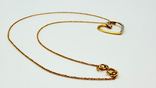 Chaine Collier Or Jaune Pendentif Coeur Zirconium
