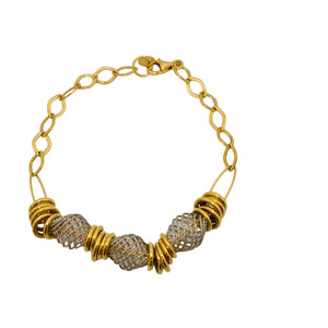 Bracelet Maillon en Or Jaune et Or Gris 18 Carats