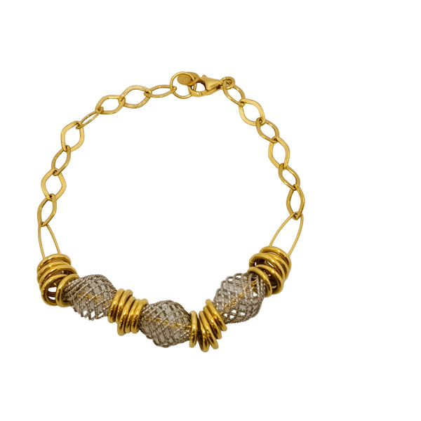 Bracelet Maillon en Or Jaune et Or Gris 18 Carats