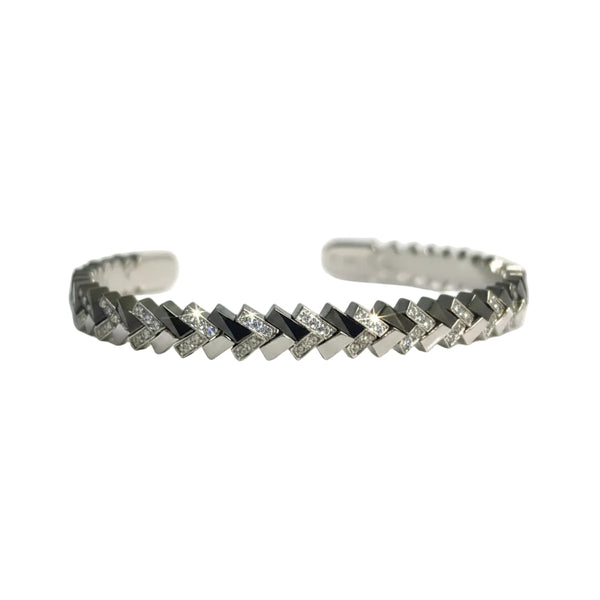 Jonc en or blanc avec diamants 18k - 21.04 G