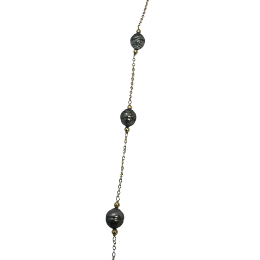Bracelet Maillon Forçat en Or Jaune 18K avec Perles - 4.22 Grs