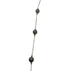 Bracelet Maillon Forçat en Or Jaune 18K avec Perles - 4.22 Grs