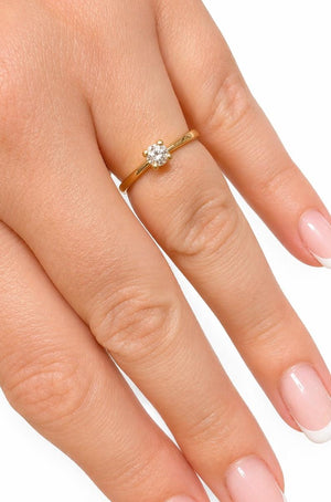 Solitaire en or jaune 18 K - Taille 57 - 2.40 G