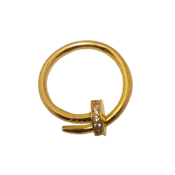 Bague Demi Tour Or Jaune 18K avec Oxyde