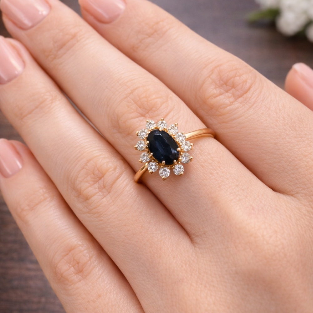 Bague Marguerite en Or Jaune 18K - Taille 56 - 3.46G