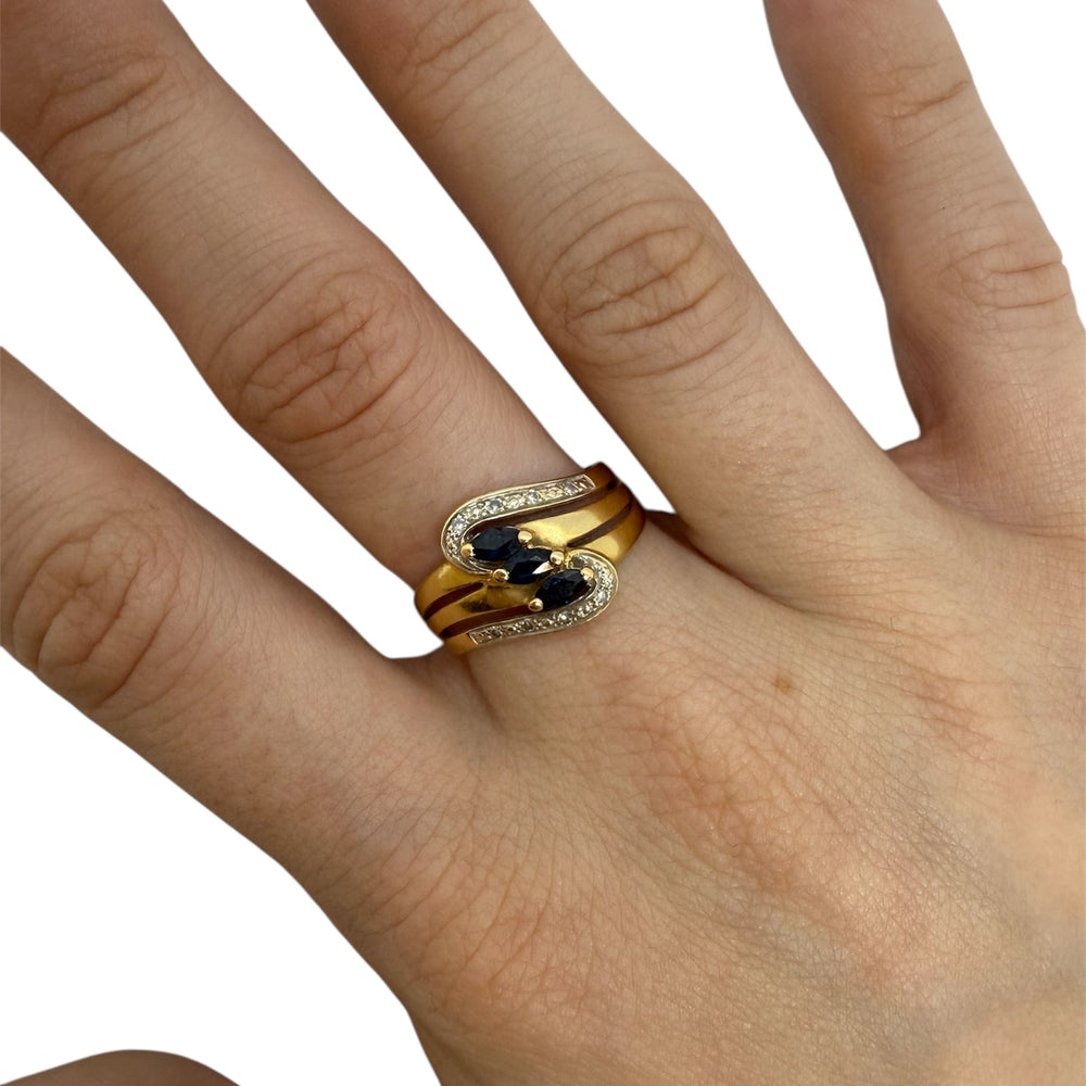 Bague en Or jaune 18 carats sertie de saphirs et diamants – Taille 56 4.02 Grs