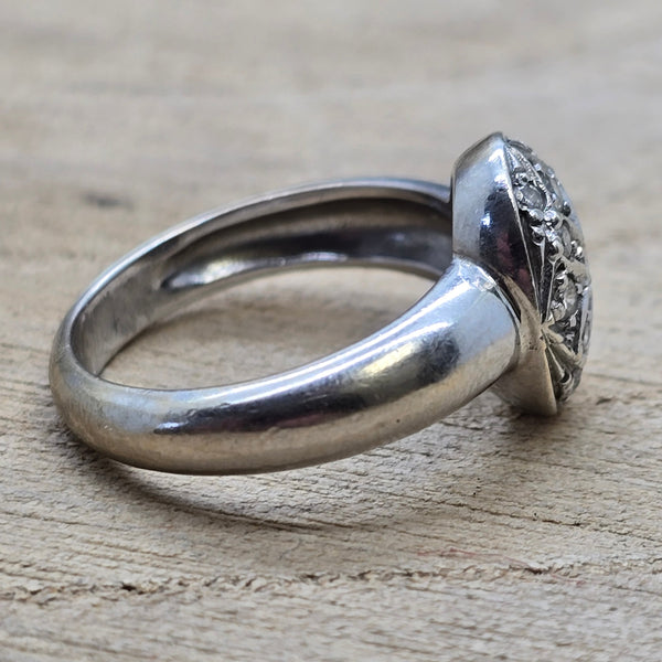 Bague Marquise en Or Blanc 18K et Diamants - T 54
