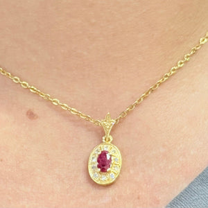 Pendentif Or Jaune 18k Rubis et Diamants - 1.24 G
