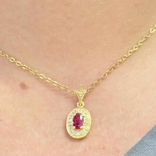 Pendentif Or Jaune 18k Rubis et Diamants - 1.24 G