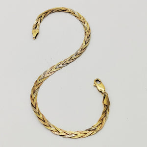 Bracelet Tressé en Or 3 Couleurs 18K - 18cm - 4.02G