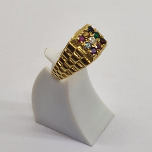 Bague Chevalière en OR Jaune 9 Planète 18 K avec Oxyde de Zirconium - T 61