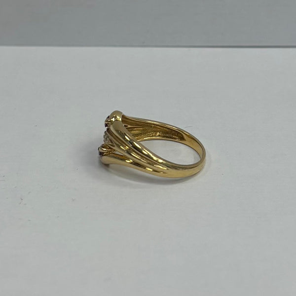 Bague en Or Jaune 18 Carats avec Rubis et Diamants