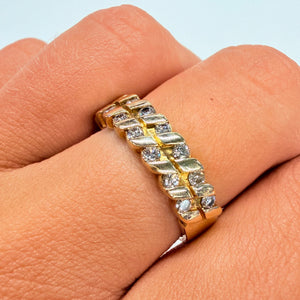 Bague en Or Jaune 18K - 14 Diamants - Taille 56
