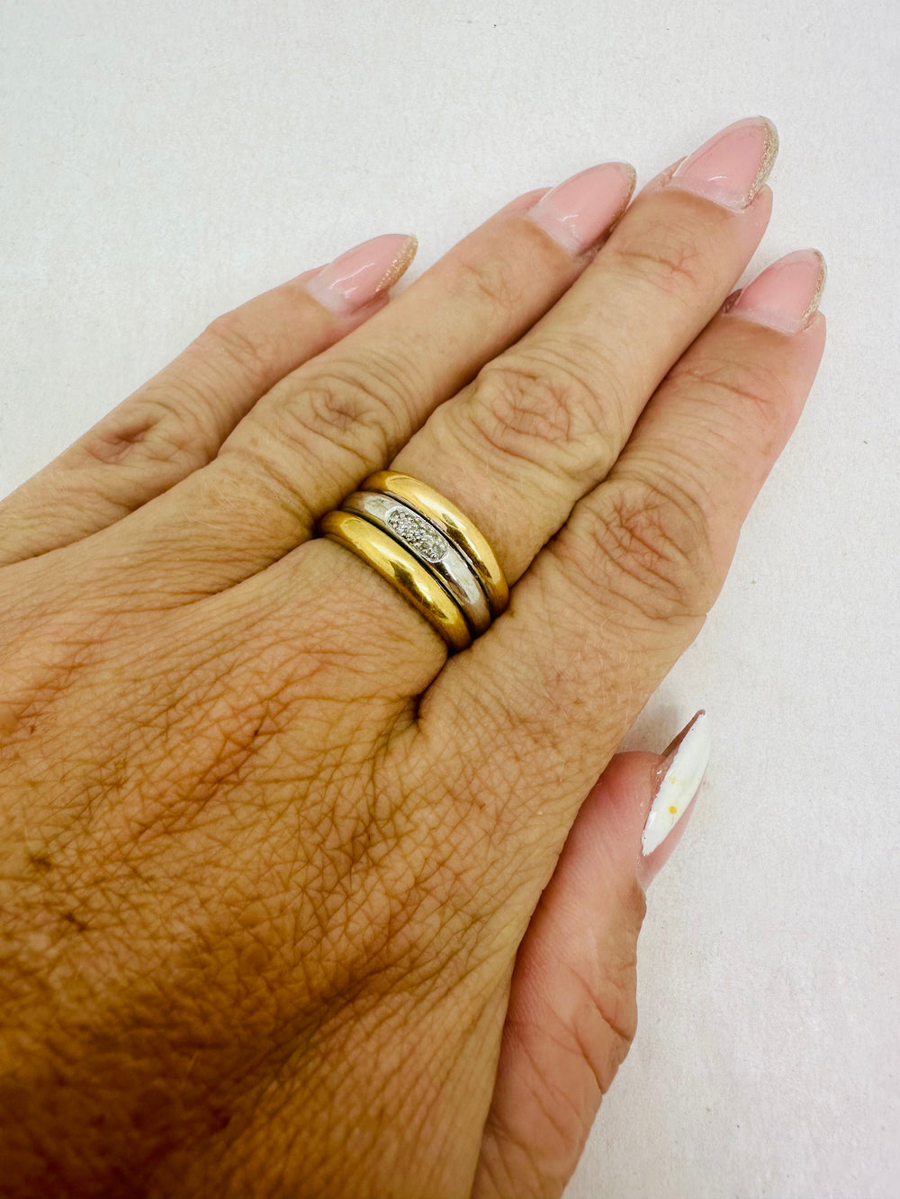 Bague 3 ors avec éclats de diamants