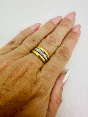 Bague 3 ors avec éclats de diamants