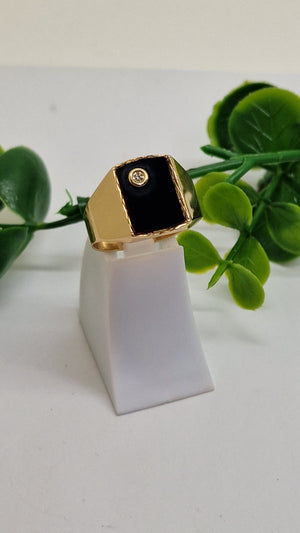 Chevalière en Or 18K avec Onyx T.67