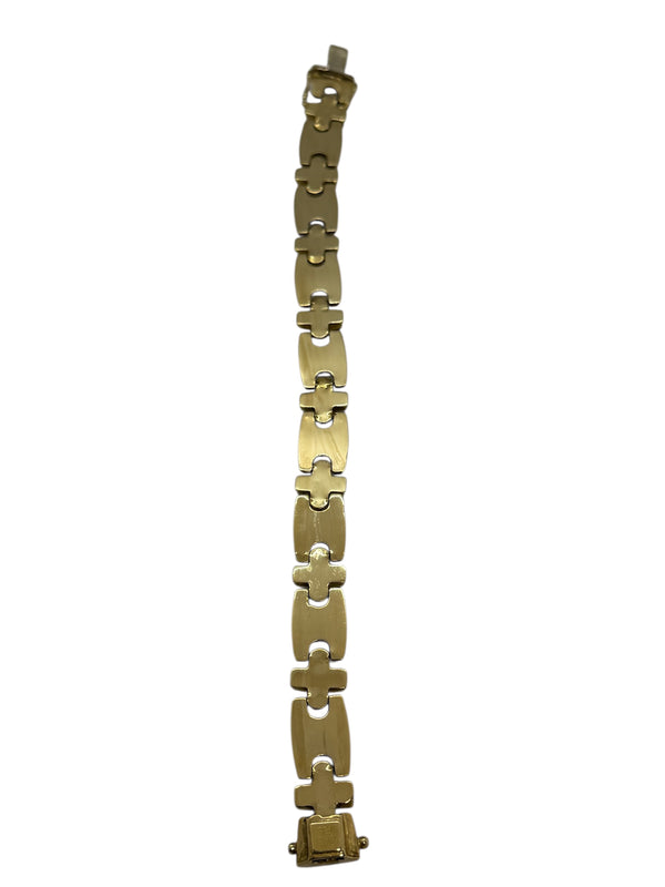 Bracelet Maille Fantaisie Or Jaune/Blanc avec Saphir 0,01ct