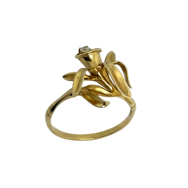 Bague ancienne en or jaune avec Oxyde de Ziconium 18K - 2.77Grs - T58