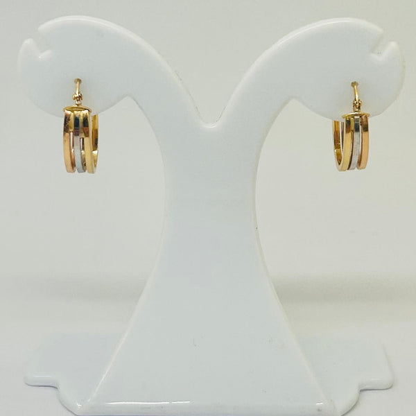 Boucles d'oreilles Créoles en 3 Ors 18K - 2.24gr