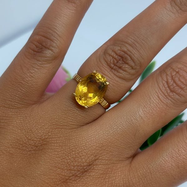 Bagues Or Jaune 18 K avec Pierre Citrine - T 51 - 2.57 Grs