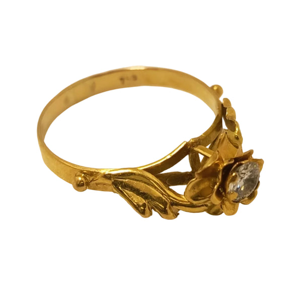 Bague Solitaire en Or Jaune avec Oxyde de Zirconium 18K