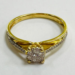 Bague Solitaire en Or 18k avec Diamants - T53 - 2.35 gr