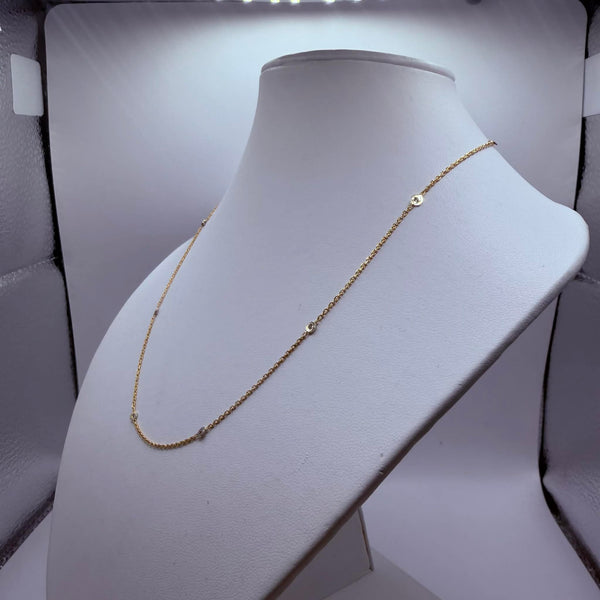 Collier Ras du Cou en Or Jaune 18K - Diamants - 2.56G