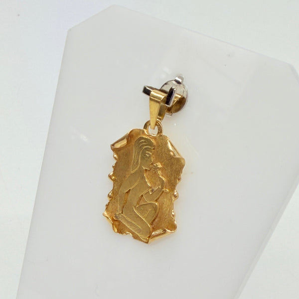 Pendentif Médaillon Or Jaune 18k Femme Fleur