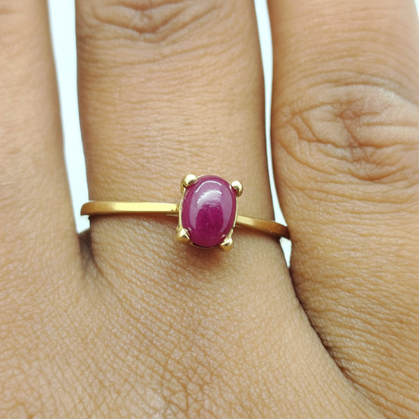 Bague Solitaire en Or Jaune 18 K - 1.97 Grs - T 56