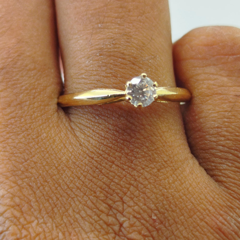 Bague Solitaire en Or Jaune 18K - Taille 58