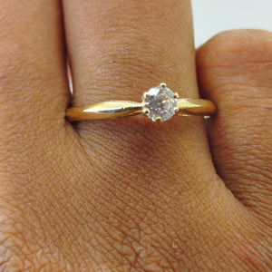 Bague Solitaire en Or Jaune 18K - Taille 58 - 1.85g