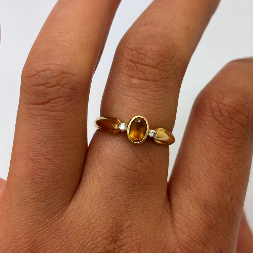 Bague Empierrée en Or Jaune 14K Taille-56
