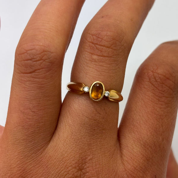 Bague Empierrée en Or Jaune 14K Taille-56