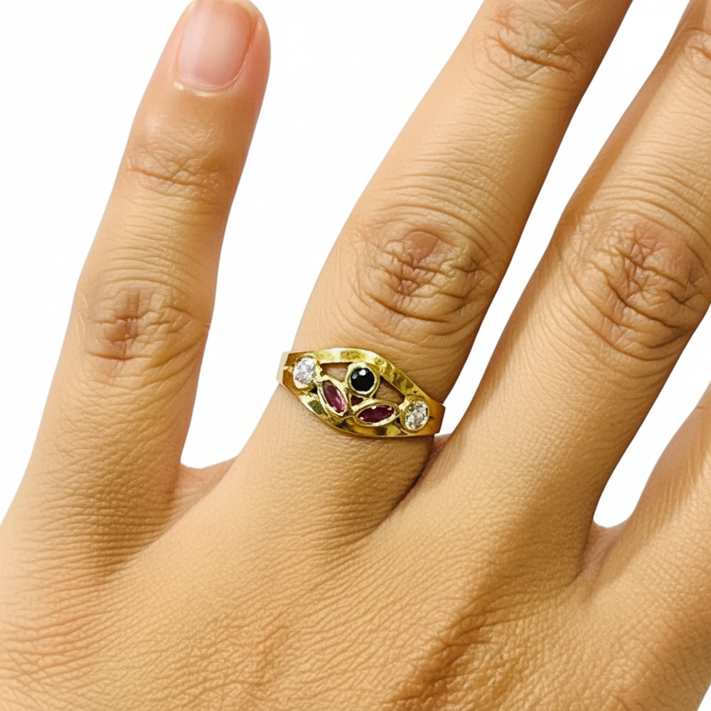 Bague en Or Jaune 18K avec Oxyde de Zirconium - T52 - 2.47gr