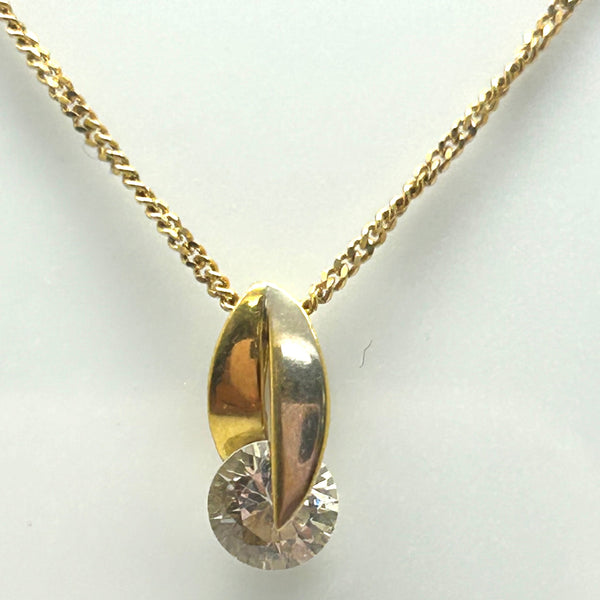 Pendentif Solitaire Or Jaune et Blanc 18 K