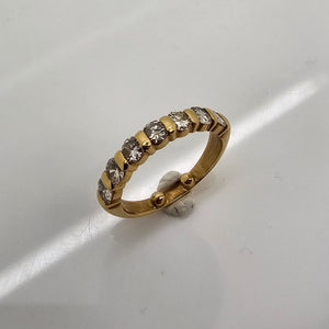 Bague en Or Jaune 18K et Diamants - Taille 48 - 4.08G