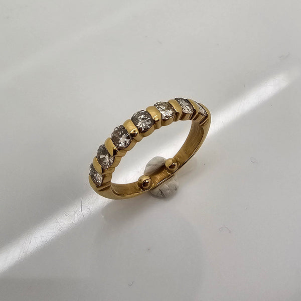 Bague en Or Jaune 18K et Diamants - Taille 48 - 4.08G