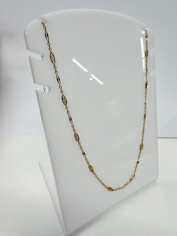 Collier Or Jaune Longue Chaîne Maille Filigrane 18k