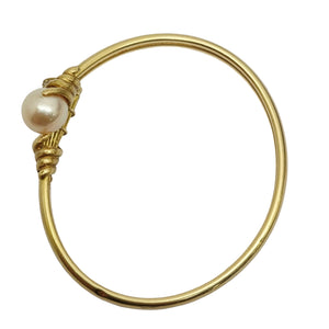 Bracelet Jonc Or Jaune 18k Diamants et Perles