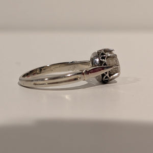 Solitaire Or Blanc 18 K - Taille 50 - 2.95G