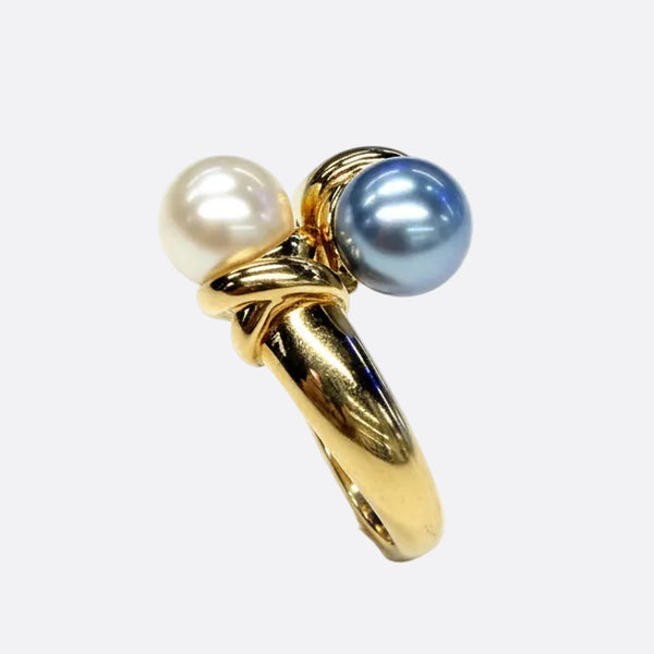 Bague en Or Jaune et Perles d'Eau Douce 18k - 3.96 G