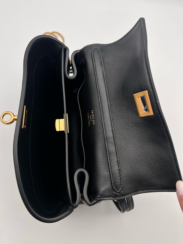 Balenciaga Rodeo Sac à Bandoulière en Cuir Noir