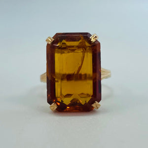 Solitaire en Or Jaune 18K Citrine - Taille 54