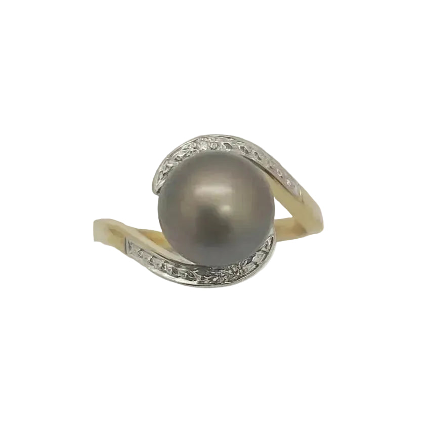 Bague Perle Tahiti Or 18K - T 51 - 3.26gr