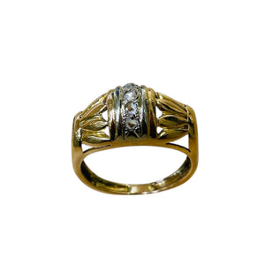 Bague Or Jaune 18K avec 5 Diamants - T57 - 3.53gr